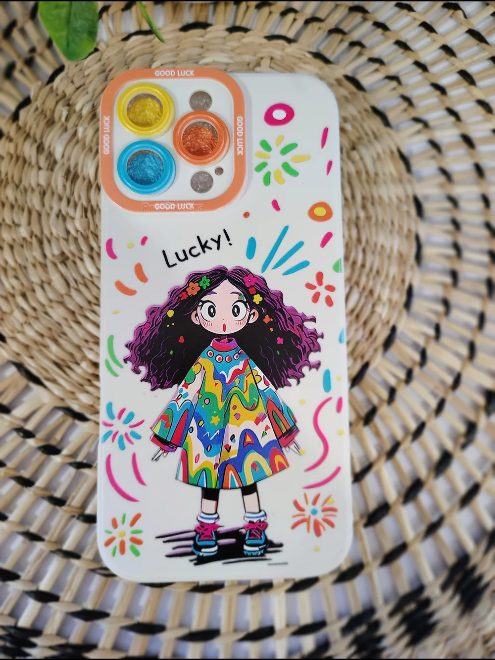 Girl Lucky Rainbow Cartoon Iphone 16 PRO MAX Case - Multicolor